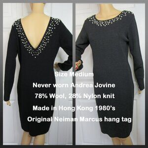 VTG Andrea Jovine never worn Black Knit Dress, Neiman Marcus original paper tag